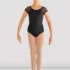 Girls Heart Mesh Cap Sleeve Leotard 2 Girls Heart Mesh Cap Sleeve Leotard -The Dancewear Shop CL8192 Front BLK